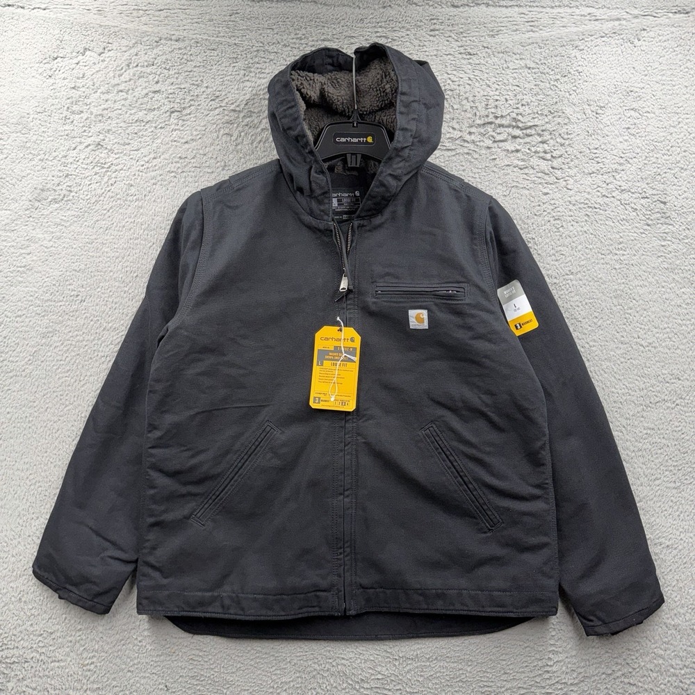 Women's Carhartt Sherpa Lined Duck Canvas Jacket SZ Large Hooded OJ4392-W